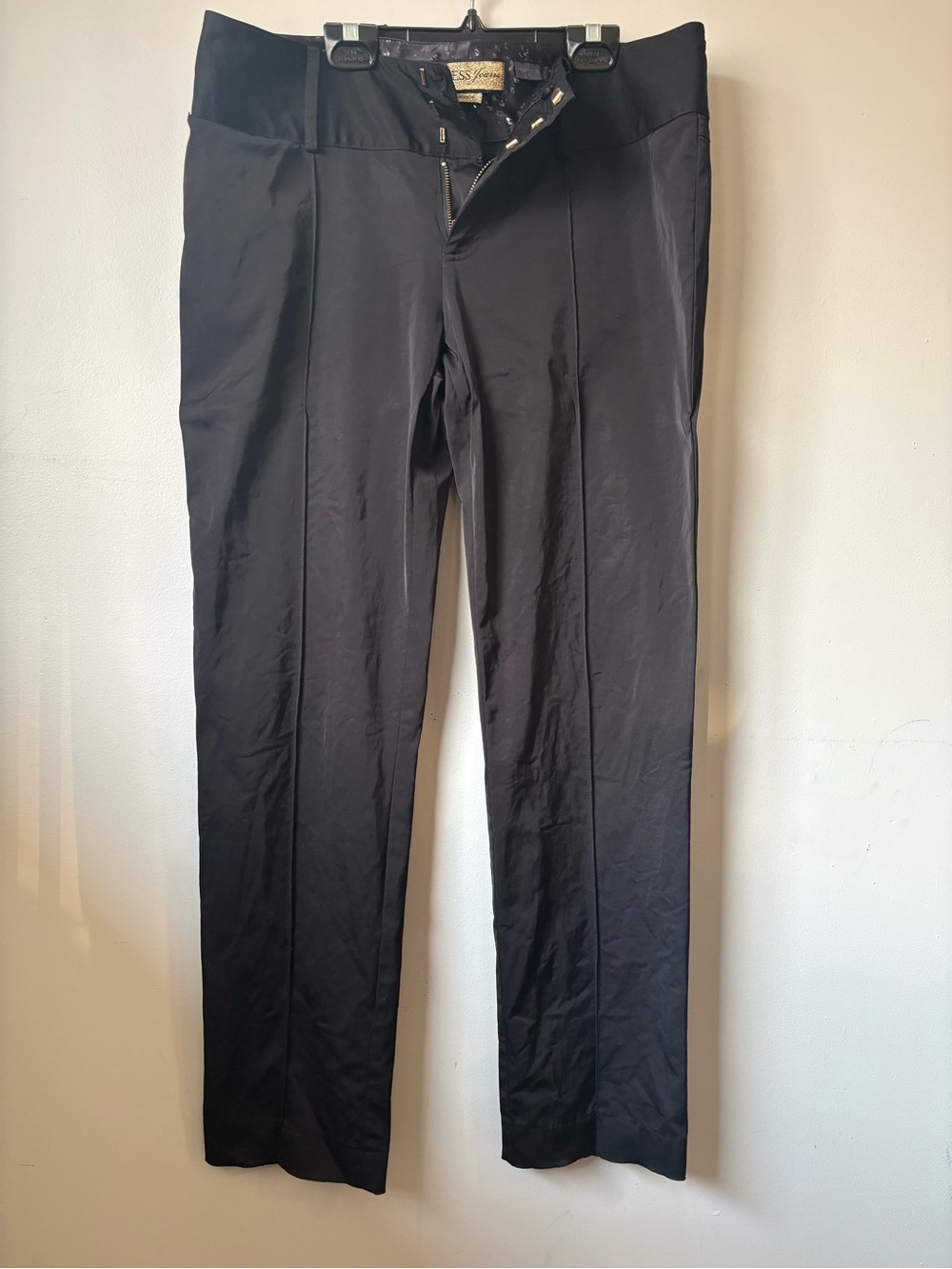 Vintage Y2K GUESS Black Trousers Satin Waistband Dress Pants Sz 30.